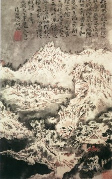 Shitao Snowing mountain old China ink Oil Paintings